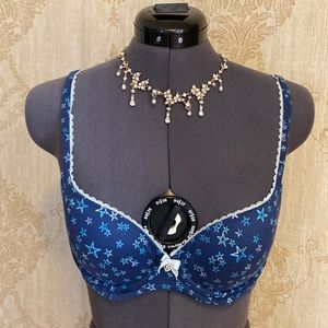 Victoria’s Secret Midnight Blue Stars Body By Victoria Lined Demi-Cup Bra 32C